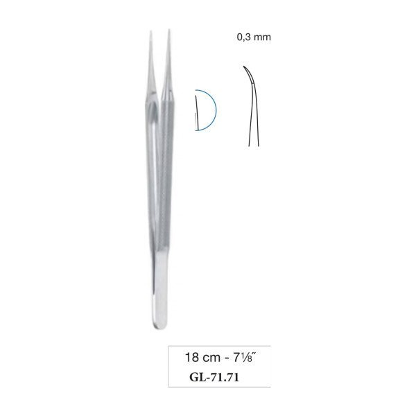 Micro Suturing Forceps Round Handle Curved 0.3 mm 18 cm - 7-1/8˝ Micro Suturing Forceps Round Handle Curved 0.3 mm 18 cm - 7-1/8˝