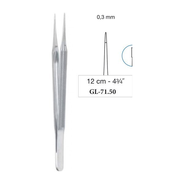 Micro Suturing Forceps Round Handle Straight 0.3 mm 12 cm - 4-3/4˝