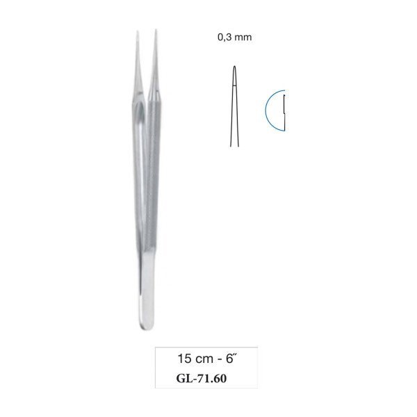 Micro Suturing Forceps Round Handle Straight 0.3 mm 15 cm - 6˝