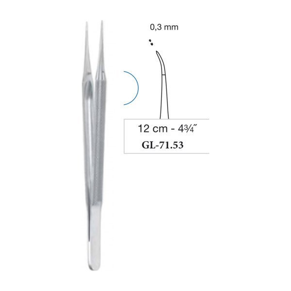 Micro Suturing Tissue Forceps Round Handle Curved 0.3 mm 12 cm - 4-3/4˝ Micro Suturing Tissue Forceps Round Handle Curved 0.3 mm 12 cm - 4-3/4˝