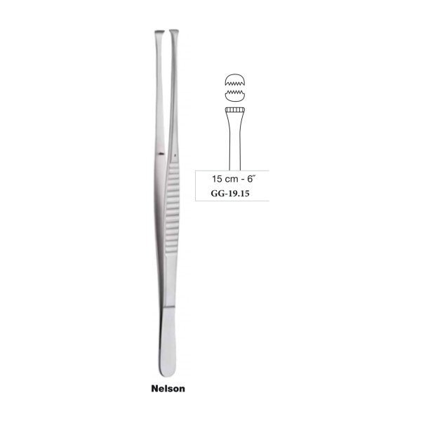 Nelson Tissue Grasping Forceps 6 x 7 Teeth 15 cm - 6˝ Nelson Tissue Grasping Forceps 6 x 7 Teeth 15 cm - 6˝