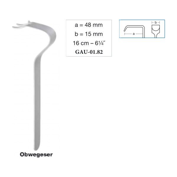 Obwegeser Chin Retractor 48 x 15 mm, 16 cm - 6-1/4˝