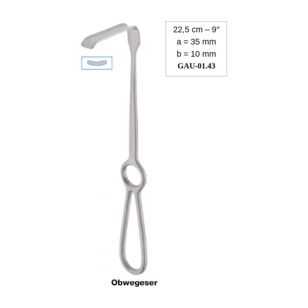 Obwegeser Soft Tissue Retractor 35 x 10 mm Down Blade, 22.5 cm - 9˝