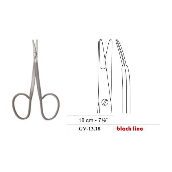 Ragnell-Kilner Scissors, Curved, Black Line, 18 cm - 7-1/8˝ Ragnell-Kilner Scissors, Curved, Black Line, 18 cm - 7-1/8˝