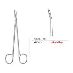 Reynolds (Jameson) Scissors, Curved, Black Line, 12 cm - 4-3/4˝ Reynolds (Jameson) Scissors, Curved, Black Line, 12 cm - 4-3/4˝