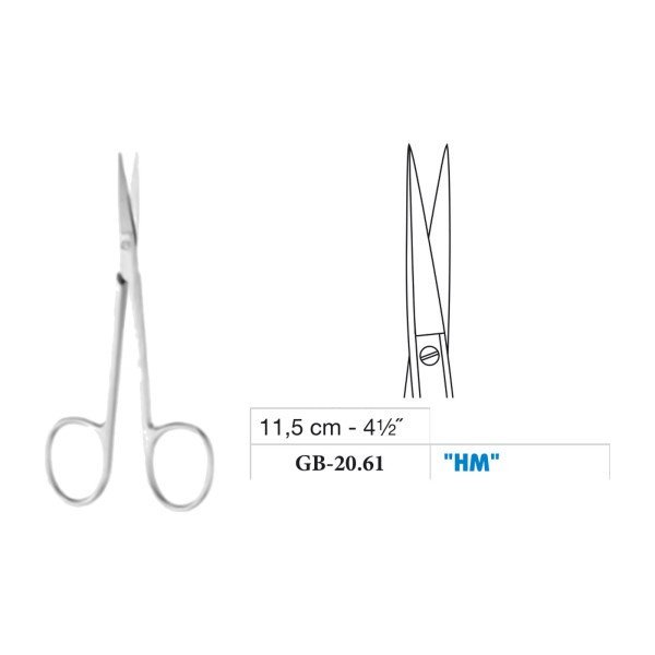 Iris Scissors, Straight, Tungsten Carbide, 11.5 cm - 4-1/2˝