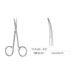 Iris Scissors, Curved, Standard, 11.5 cm - 4-1/2˝ Iris Scissors, Curved, Standard, 11.5 cm - 4-1/2˝