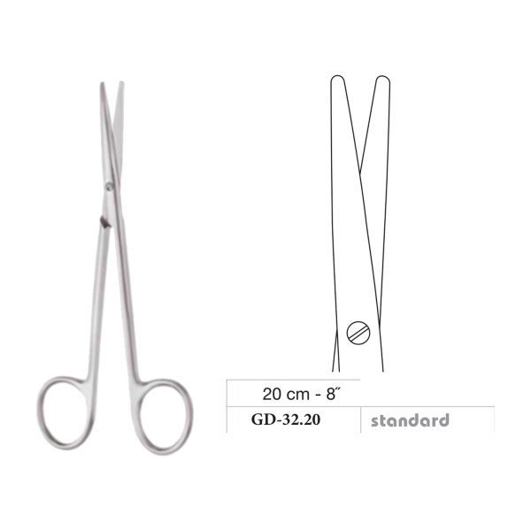 Metzenbaum Scissors, Straight, Standard, 20 cm - 8˝