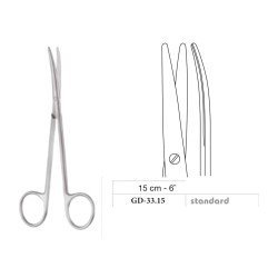 Metzenbaum Scissors, Curved, Standard, 15 cm - 6˝