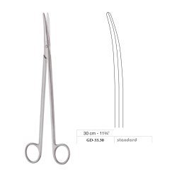 Metzenbaum-Nelson Scissors, Curved, Standard, 30 cm - 11-3/4˝