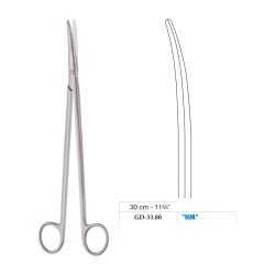Metzenbaum-Nelson Scissors, Curved, Tungsten Carbide, 30 cm - 11-3/4˝