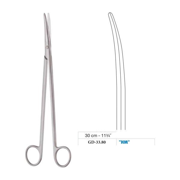 Metzenbaum-Nelson Scissors, Curved, Tungsten Carbide, 30 cm - 11-3/4˝