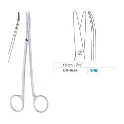 Metzenbaum S-Shape Scissors, Curved, Tungsten Carbide, 18 cm - 7-1/8˝