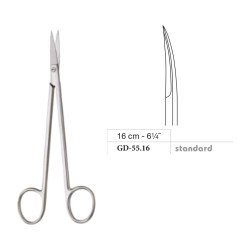 Kelly Scissors, Curved, Standard, 16 cm - 6-1/4˝ Kelly Scissors, Curved, Standard, 16 cm - 6-1/4˝