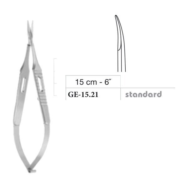 Micro Vannas Scissors, Curved, 15 cm - 6˝ (Ref GE-15.21)