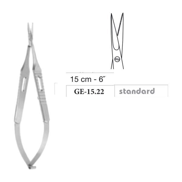 Micro Vannas Scissors, Serrated, Straight, 15 cm - 6˝