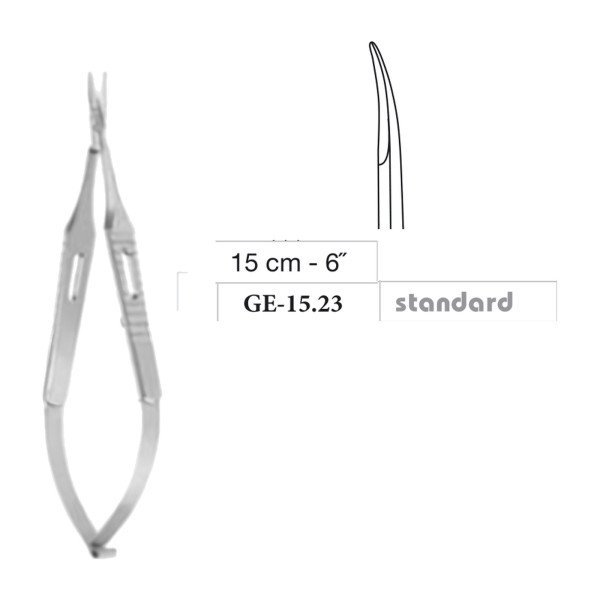 Micro Vannas Scissors, Serrated, Curved, 15 cm - 6˝ Micro Vannas Scissors, Serrated, Curved, 15 cm - 6˝