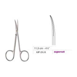 Iris Scissors, Large Ring, Curved, Supercut, 11.5 cm - 4-1/2˝ Iris Scissors, Large Ring, Curved, Supercut, 11.5 cm - 4-1/2˝