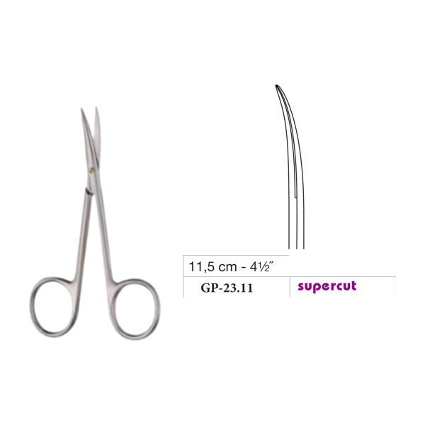 Iris Scissors, Large Ring, Curved, Supercut, 11.5 cm - 4-1/2˝