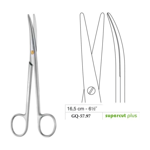 Mayo-Lexer Scissors, Curved, Supercut Plus, 16.5 cm - 6-1/2˝