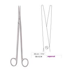 Metzenbaum Scissors, Straight, Supercut, 30 cm - 11-3/4˝