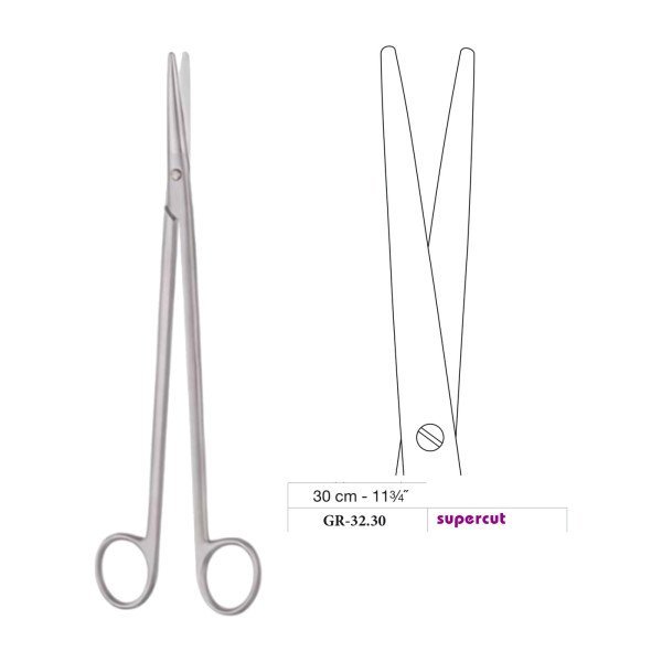 Metzenbaum Scissors, Straight, Supercut, 30 cm - 11-3/4˝