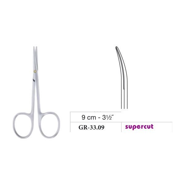 Metzenbaum Mini Scissors, Curved, Supercut, 9 cm - 3-1/2˝ Metzenbaum Mini Scissors, Curved, Supercut, 9 cm - 3-1/2˝