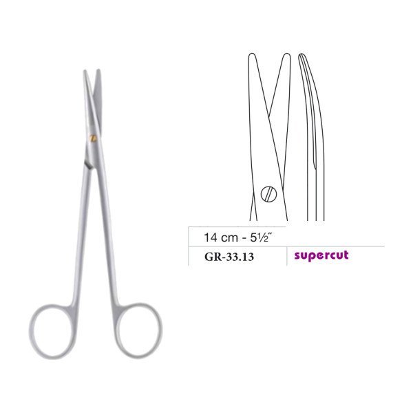 Metzenbaum Scissors, Large Ring, Curved, Supercut, 14 cm - 5-1/2˝