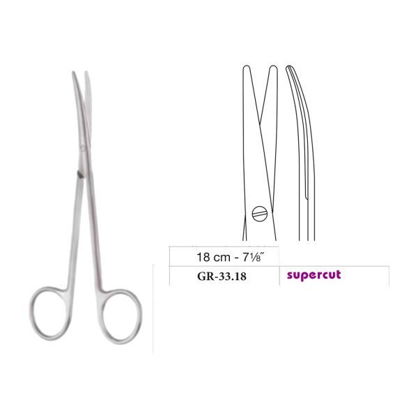 Metzenbaum Scissors, Curved, Supercut, 18 cm - 7-1/8˝ Metzenbaum Scissors, Curved, Supercut, 18 cm - 7-1/8˝