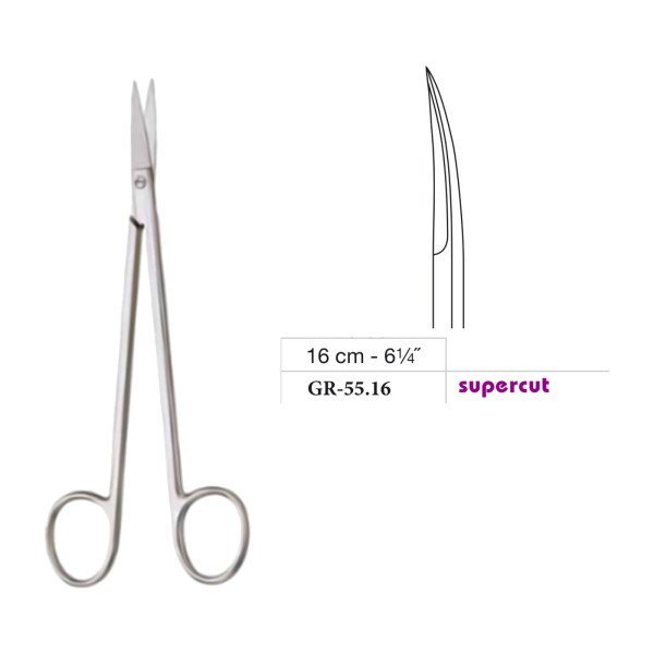 Kelly Scissors, Curved, Supercut, 16 cm - 6-1/4˝ Kelly Scissors, Curved, Supercut, 16 cm - 6-1/4˝