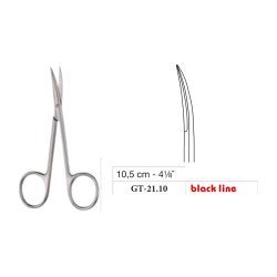 Iris Scissors, Sharp/Sharp, Curved, Black Line, 10.5 cm - 4-1/8˝ Iris Scissors, Sharp/Sharp, Curved, Black Line, 10.5 cm - 4-1/8˝