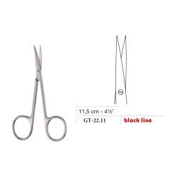 Iris Scissors, Sharp/Sharp, Large Ring, Straight, Black Line, 11.5 cm - 4-1/2˝