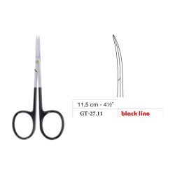 Iris Scissors, Sharp/Sharp, Big Ring, Curved, Black Line, 11.5 cm - 4-1/2˝ Iris Scissors, Sharp/Sharp, Big Ring, Curved, Black Line, 11.5 cm - 4-1/2˝