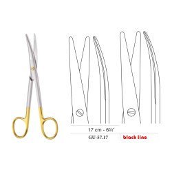 Mayo-Stille Scissors, Curved, Black Line, 17 cm - 6-3/4˝ Mayo-Stille Scissors, Curved, Black Line, 17 cm - 6-3/4˝