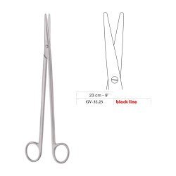Metzenbaum Scissors, Straight, Black Line, 23 cm - 9˝