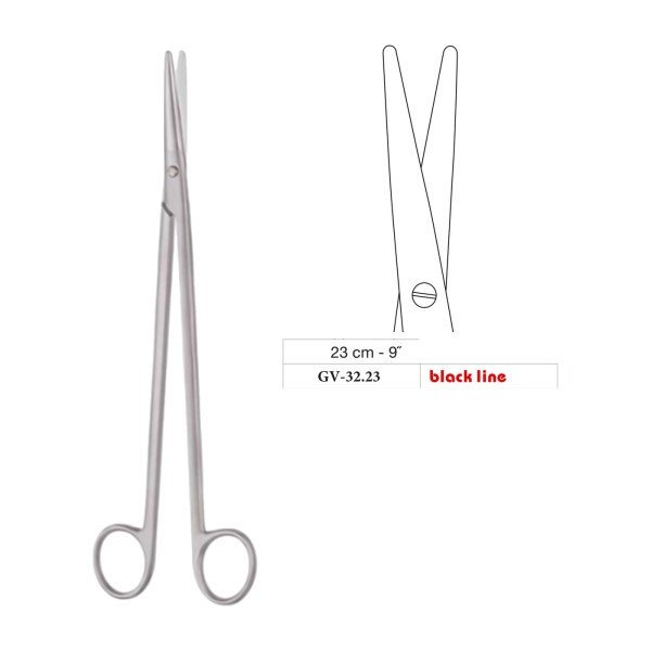 Metzenbaum Scissors, Straight, Black Line, 23 cm - 9˝