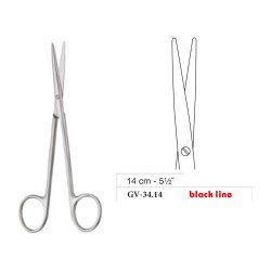 Metzenbaum-Slim Scissors, Straight, Black Line, 14 cm - 5-1/2˝