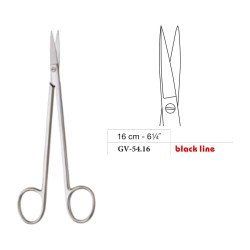 Kelly Scissors, Straight, Black Line, 16 cm - 6-1/4˝ Kelly Scissors, Straight, Black Line, 16 cm - 6-1/4˝