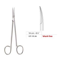 Kelly Scissors, Curved, Black Line, 16 cm - 6-1/4˝ Kelly Scissors, Curved, Black Line, 16 cm - 6-1/4˝