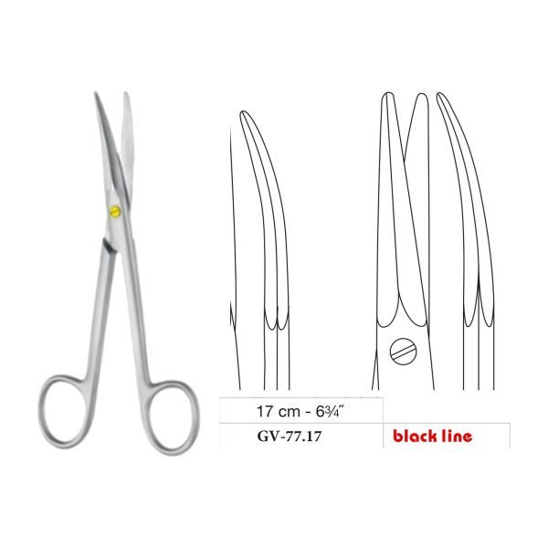 Kaye Scissors, Curved, Black Line, 17 cm - 6-3/4˝