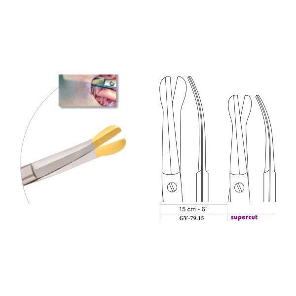 Solz Dissecting Scissors, Curved, Black Line, 15 cm - 6˝