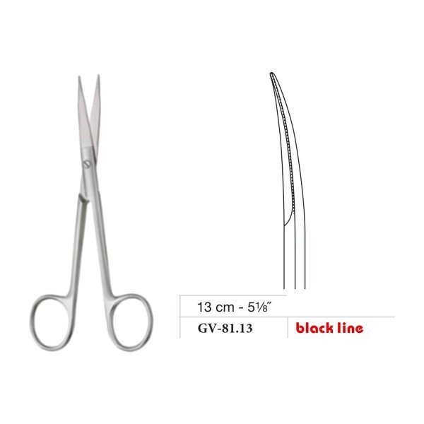 Fox Scissors, Curved, Black Line, 13 cm - 5-1/8˝ Fox Scissors, Curved, Black Line, 13 cm - 5-1/8˝