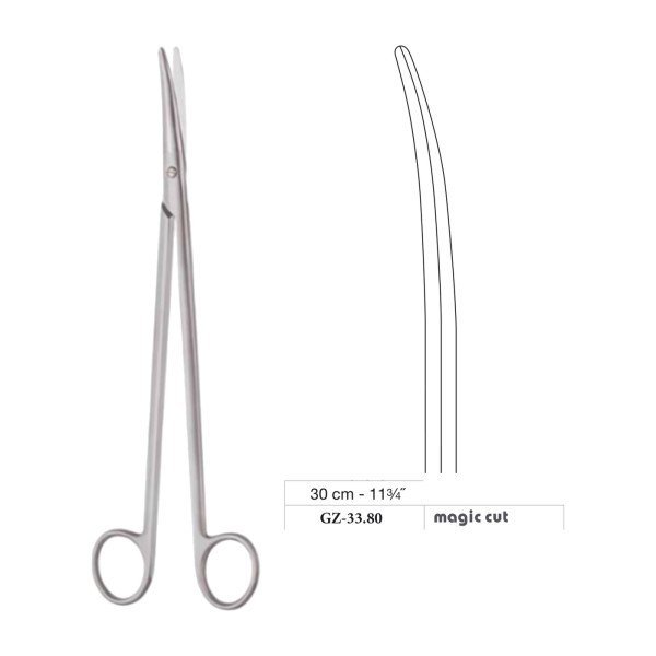Metzenbaum Scissors, Curved, Magic Cut, 30 cm - 11-3/4˝