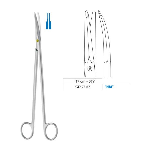 Gorney Dissecting Scissors, Curved, Tungsten Carbide, 17 cm - 6-3/4˝