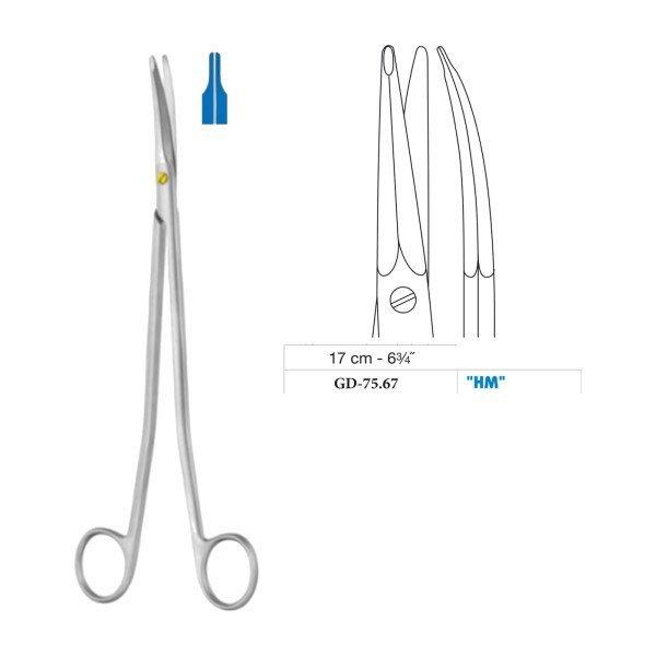Gorney-Freeman Dissecting Scissors, Curved, Tungsten Carbide, 17 cm - 6-3/4˝