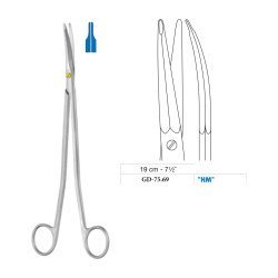 Gorney-Freeman Dissecting Scissors, Curved, Tungsten Carbide, 19 cm - 7-1/2˝