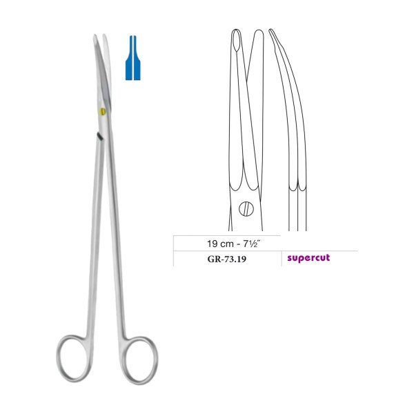 Gorney Dissecting Scissors, Curved, Supercut, 19 cm - 7-1/2˝