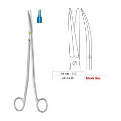 Gorney-Freeman Dissecting Scissors, Curved, Black Line, 19 cm - 7-1/2˝