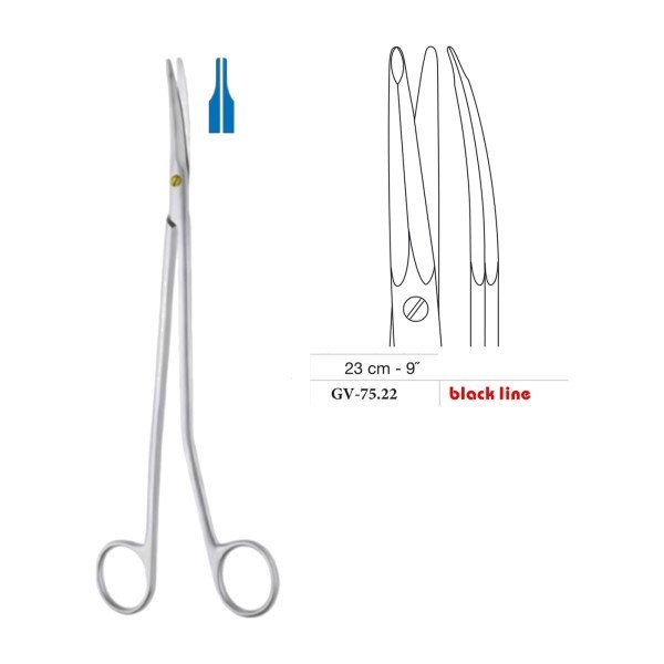 Gorney-Freeman Dissecting Scissors, Curved Shanks, Curved, Black Line, 23 cm - 9˝ Gorney-Freeman Dissecting Scissors, Curved Shanks, Curved, Black Line, 23 cm - 9˝