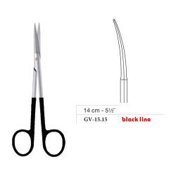 Joseph-Peck Scissors, Sharp, Curved, Black Line, 14 cm - 5-1/2˝ Joseph-Peck Scissors, Sharp, Curved, Black Line, 14 cm - 5-1/2˝
